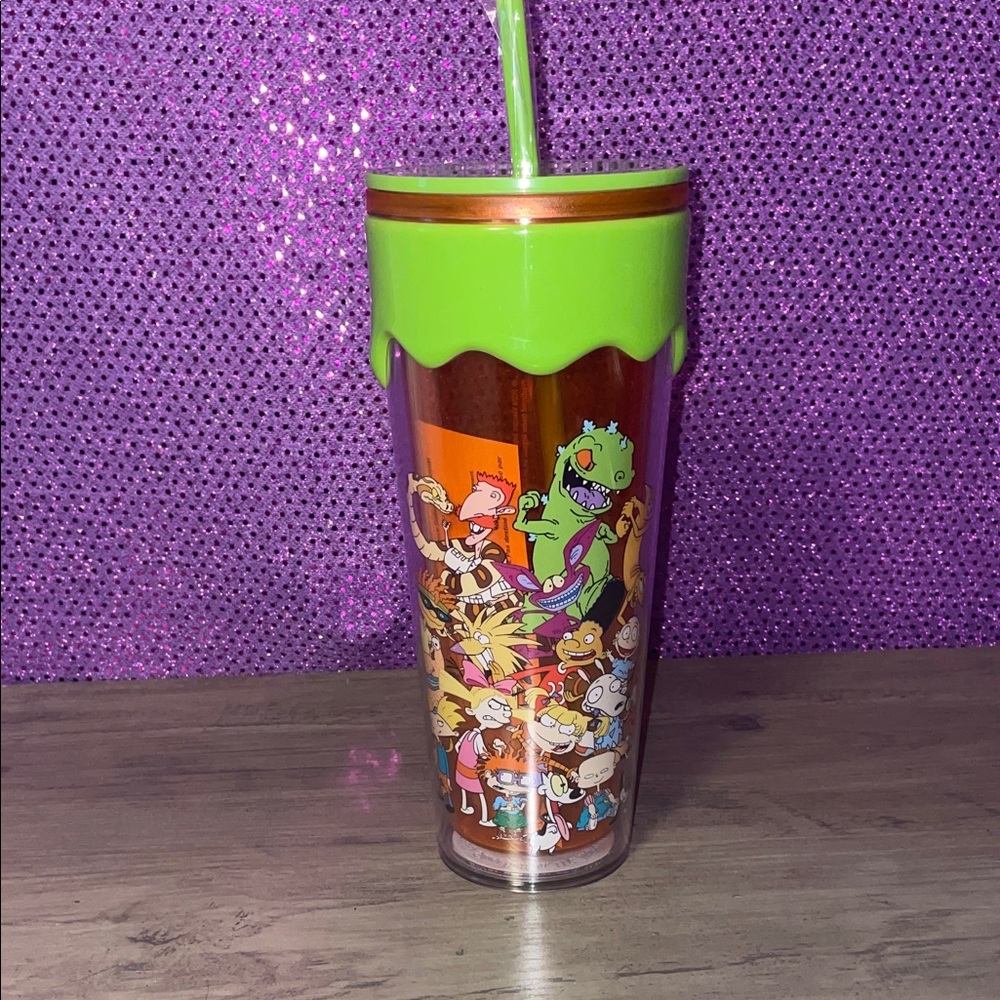 Nickelodeon Cartoon Characters Green  SLIME and Orange Tumbler